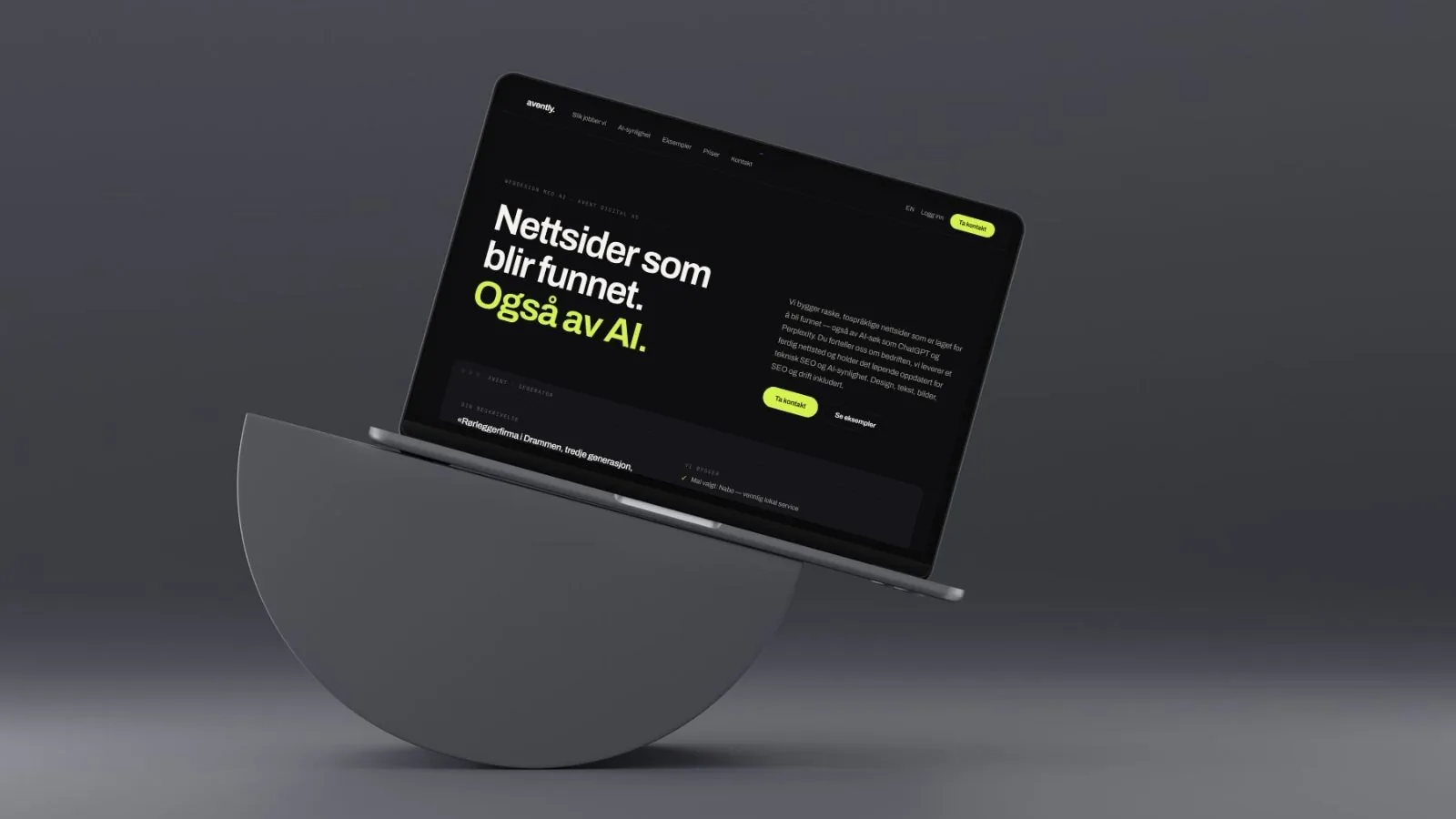 Avently-plattformen vist på en bærbar PC – nettsider som blir funnet, også av AI